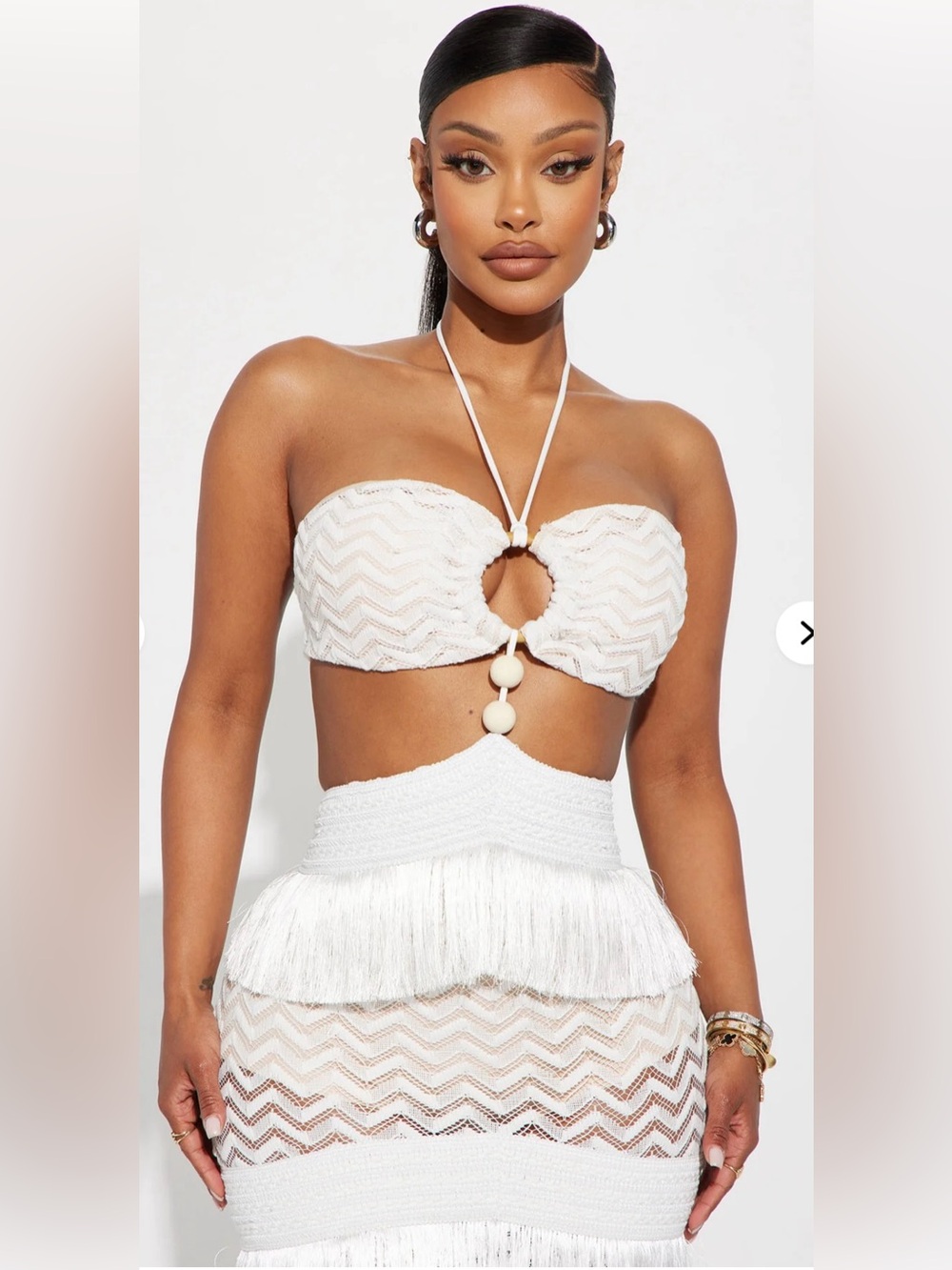 Fashion Nova Coastal Dream White Fringe Crochet Maxi Dress size M - Picture 2 of 8